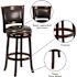 Carnegy Avenue 29 in. High Cappuccino Wood Bar Stool with Panel Back and Black Leather Swivel Seat