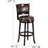 Carnegy Avenue 29 in. High Cappuccino Wood Bar Stool with Panel Back and Black Leather Swivel Seat
