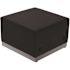 Carnegy Avenue Black Leather Ottoman with Brushed Stainless-Steel Base