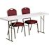 72 in. Burgundy Plastic Tabletop Fabric Seat Folding Table and Chair Set