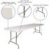 Carnegy Avenue 96 in. Granite White Plastic Tabletop Metal Frame Folding Table