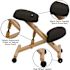 Flash Furniture Natural/Black Posey Mobile Wooden Kneeling Office Chair, Height-Adjustable Ergonomic Office Kneeling Chair
