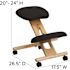 Flash Furniture Natural/Black Posey Mobile Wooden Kneeling Office Chair, Height-Adjustable Ergonomic Office Kneeling Chair