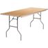 Fielder 72 in. L Rectangular Natural Wood Top w/ Metal Edges, Protective Corner Guards Folding Banquet Table (Set of 8)