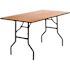 Carnegy Avenue Gael 60 in. L Rectangle Natural Wood Top with Clear Coated Finished Top Folding Banquet Tables