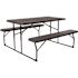 58.25 in. Charcoal Plastic Tabletop Plastic Seat Folding Table and Bench Set