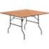 Natural 48 in. Square All-Occasion Wood Folding Event Table, Foldable Square Portable Banquet Table with Wooden Top