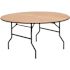 Carnegy Avenue Furman 60 in. L Round Natural Wood Top with Clear Coated Finished Top Folding Table