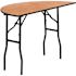 Natural Furman 4 ft. Half-Round All-Occasion Wood Folding Event Table, Foldable Portable Half-Round Banquet Table