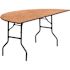 36 in. Natural Wood Tabletop Metal Frame Folding Table