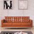 Carnegy Avenue 80 in. W Square Arm Cognac Faux Leather 3-Seater Bridgewater Sofa with Removable Cushions in Cognac Brown