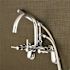 Kingston Brass Modern Gooseneck 3-Handle Wall Mount Claw Foot Tub Faucet with Handshower in Chrome