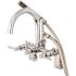 Kingston Brass Modern Gooseneck 3-Handle Wall Mount Claw Foot Tub Faucet with Handshower in Chrome