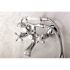 Kingston Brass Wall-Mount Adjustable Centers 3-Handle Claw Foot Tub Faucet with Hand Shower in Chrome
