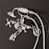 Kingston Brass Wall-Mount Adjustable Centers 3-Handle Claw Foot Tub Faucet with Hand Shower in Chrome