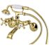 Kingston Brass Wall-Mount Adjustable Centers 3-Handle Claw Foot Tub Faucet with Hand Shower in Polished Brass