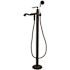 Kingston Brass Traditional Single-Handle Floor-Mount Roman Tub Faucet with Hand Shower in Matte Black