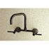 Kingston Brass Adjustable Center 2-Handle Wall-Mount Standard Kitchen Faucet in Matte Black