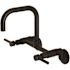 Kingston Brass Adjustable Center 2-Handle Wall-Mount Standard Kitchen Faucet in Matte Black