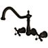 Kingston Brass Heritage 2-Handle Wall Mount Roman Tub Faucet in Matte Black