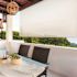 SeaSun Tide Pool Grey and Black Cordless Outdoor Patio Roller Shade with Valance 84 in. W x 96 in. L