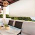 SeaSun Coronado Tan Cordless Outdoor Patio Roller Shade with Valance 84 in. W x 96 in. L