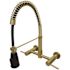 Kingston Brass Concord 2-Handle Wall-Mount Pull-Down Sprayer Kitchen Faucet in Brushed Brass