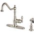 Kingston Brass American Classic Single-Handle Standard Kitchen Faucet with Side Sprayer in Brushed Nickel