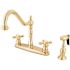 Kingston Brass Heritage 2-Handle Standard Kitchen Faucet with Side Sprayer in Polished Brass