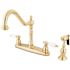 Kingston Brass Heritage 2-Handle Standard Kitchen Faucet with Side Sprayer in Polished Brass