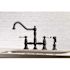 Kingston Brass Restoration 2-Handle Bridge Kitchen Faucet with Side Sprayer in Matte Black