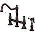 Kingston Brass Restoration 2-Handle Bridge Kitchen Faucet with Side Sprayer in Matte Black