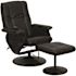 Flash Furniture Hall Black Faux Leather Swivel Massaging Heat Controlled Adjustable Recliner and Ottoman with Wrapped Base