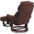 Flash Furniture Austin Brown Microfiber Fabric Swivel Recliner with Ottoman with Swivel Mahogany Wood Base