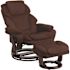 Flash Furniture Austin Brown Microfiber Fabric Swivel Recliner with Ottoman with Swivel Mahogany Wood Base