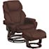 Flash Furniture Austin Brown Microfiber Fabric Swivel Recliner with Ottoman with Swivel Mahogany Wood Base
