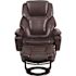 Flash Furniture Austin Brown LeatherSoft Faux Leather Swivel Recliner with Ottoman with Swivel Mahogany Wood Base