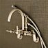 Kingston Brass Modern Adjustable 3-Handle Wall-Mount Claw Foot Tub Faucet with Handshower in Brushed Nickel