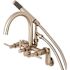 Kingston Brass Modern Adjustable 3-Handle Wall-Mount Claw Foot Tub Faucet with Handshower in Brushed Nickel