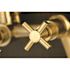 Kingston Brass Modern Adjustable 3-Handle Wall-Mount Claw Foot Tub Faucet with Handshower in Brushed Brass