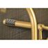 Kingston Brass Modern Adjustable 3-Handle Wall-Mount Claw Foot Tub Faucet with Handshower in Brushed Brass