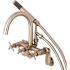 Kingston Brass Modern Adjustable 3-Handle Wall-Mount Claw Foot Tub Faucet with Handshower in Brushed Nickel
