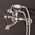 Kingston Brass Victorian 3-Handle Wall Mount Claw Foot Tub Faucet with Handshower in Brushed Nickel