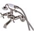 Kingston Brass Victorian 3-Handle Wall Mount Claw Foot Tub Faucet with Handshower in Brushed Nickel
