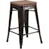 Flash Furniture 24 in. Black-Antique Gold Bar Stool