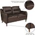 Carnegy Avenue 53.8 in. Brown Faux Leather 2-Seater Loveseat with Round Arms