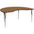 Wren Brown Oak Composite 72 in. Kidney-Shaped Kids Activity Table for 8-Seats with Standard Height Adjustable Legs
