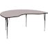Flash Furniture Wren Gray Composite 72 in. Kidney Kids Activity Table for 8-Seats with Standard Height Adjustable Legs