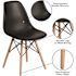 Black Elon Series Plastic Modern Dining Chair with Wooden Legs, Mid-Century Side Chairs for Dining Rooms and Offices