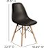 Black Elon Series Plastic Modern Dining Chair with Wooden Legs, Mid-Century Side Chairs for Dining Rooms and Offices